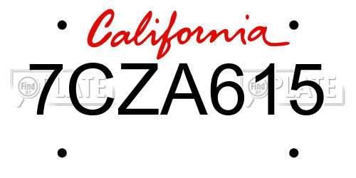 7CZA615 California License Plate