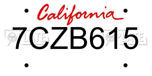 7CZB615 California License Plate