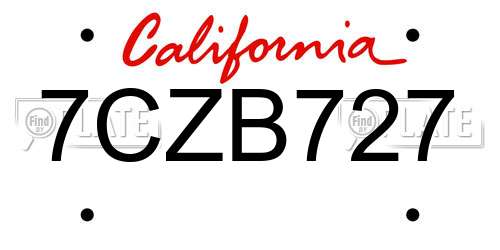 7CZB727 California License Plate