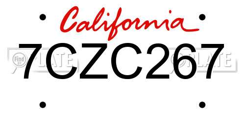 7CZC267 California License Plate