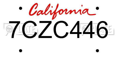 7CZC446 California License Plate