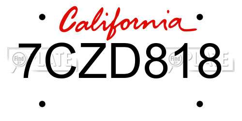 7CZD818 California License Plate