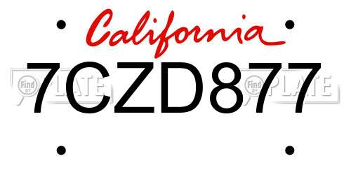 7CZD877 California License Plate