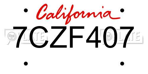 7CZF407 California License Plate