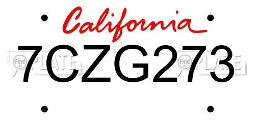 7CZG273 California License Plate