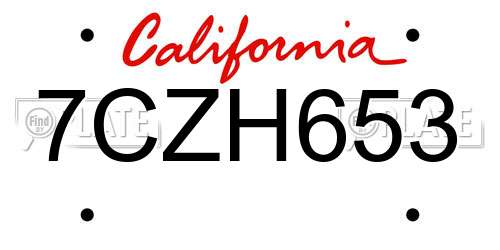 7CZH653 California License Plate