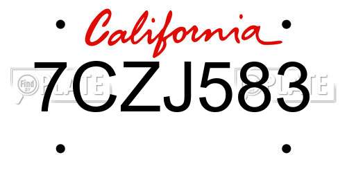 7CZJ583 California License Plate