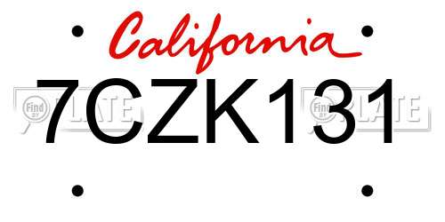 7CZK131 California License Plate