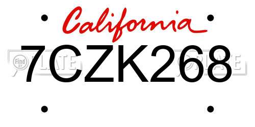 7CZK268 California License Plate
