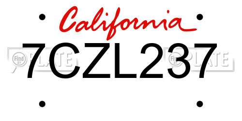 7CZL237 California License Plate