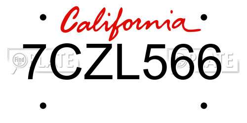 7CZL566 California License Plate