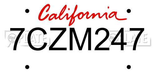 7CZM247 California License Plate