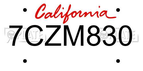 7CZM830 California License Plate