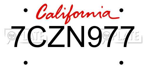 7CZN977 California License Plate