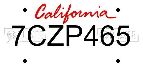 7CZP465 California License Plate