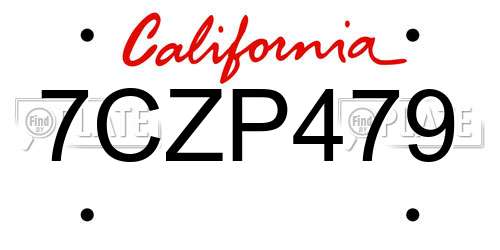 7CZP479 California License Plate