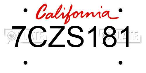 7CZS181 California License Plate
