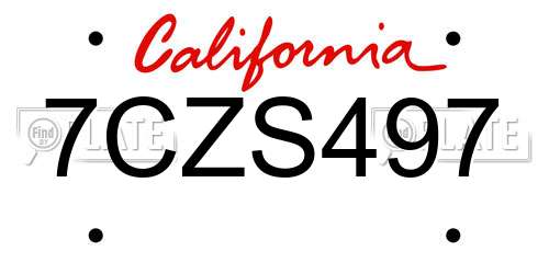 7CZS497 California License Plate