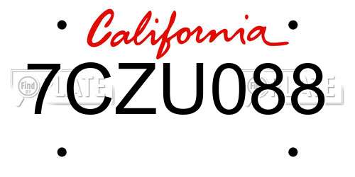 7CZU088 California License Plate