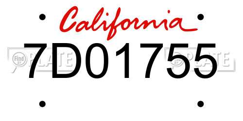 7D01755 California License Plate