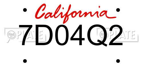 7D04Q2 California License Plate