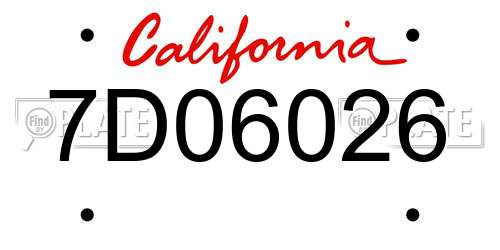 7D06026 California License Plate