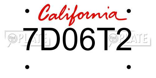 7D06T2 California License Plate