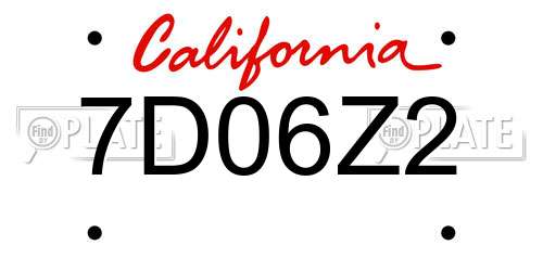 7D06Z2 California License Plate
