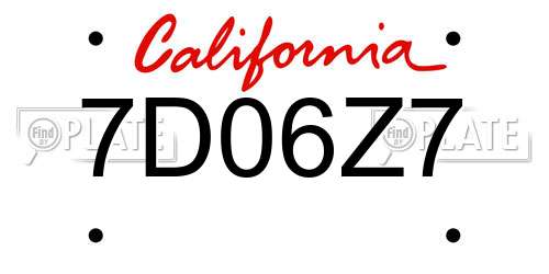 7D06Z7 California License Plate