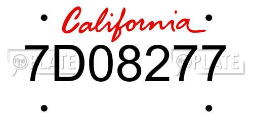 7D08277 California License Plate