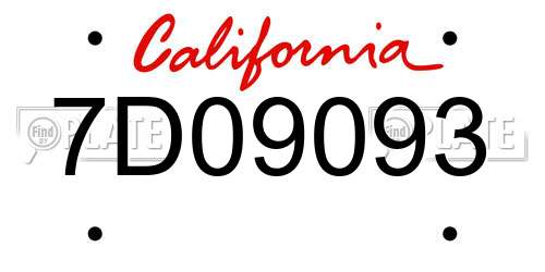 7D09093 California License Plate