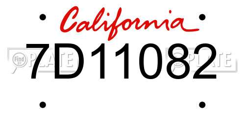 7D11082 California License Plate