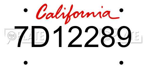 7D12289 California License Plate