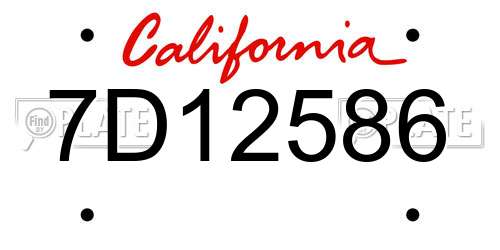 7D12586 California License Plate
