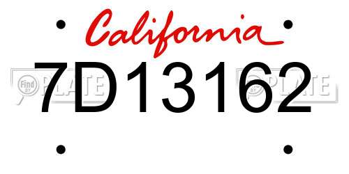 7D13162 California License Plate