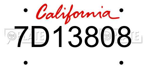 7D13808 California License Plate