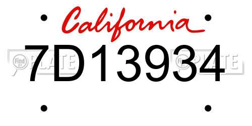 7D13934 California License Plate