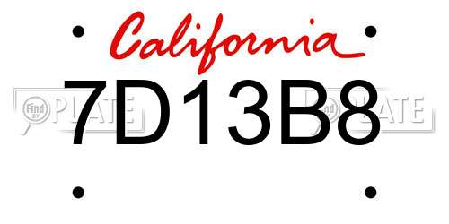 7D13B8 California License Plate