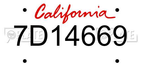 7D14669 California License Plate