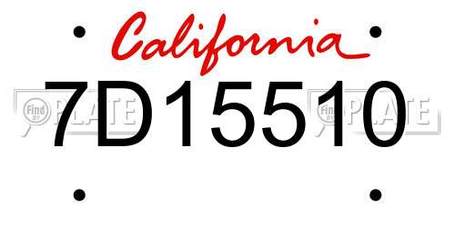 7D15510 California License Plate