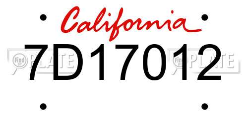 7D17012 California License Plate