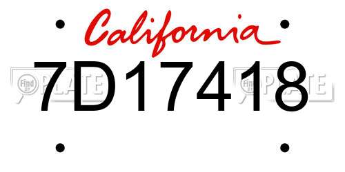 7D17418 California License Plate