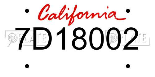 7D18002 California License Plate
