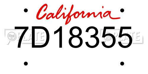 7D18355 California License Plate
