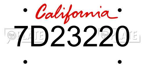 7D23220 California License Plate