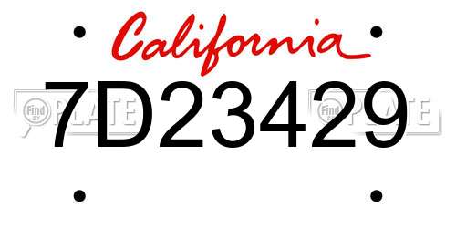 7D23429 California License Plate