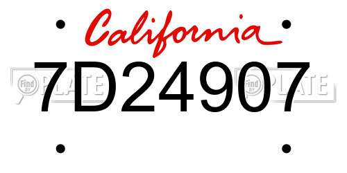 7D24907 California License Plate