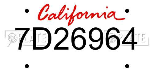 7D26964 California License Plate