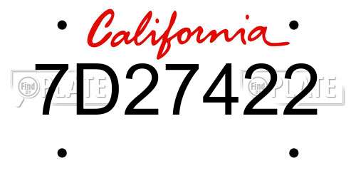 7D27422 California License Plate