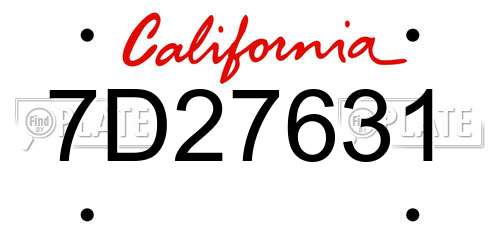 7D27631 California License Plate